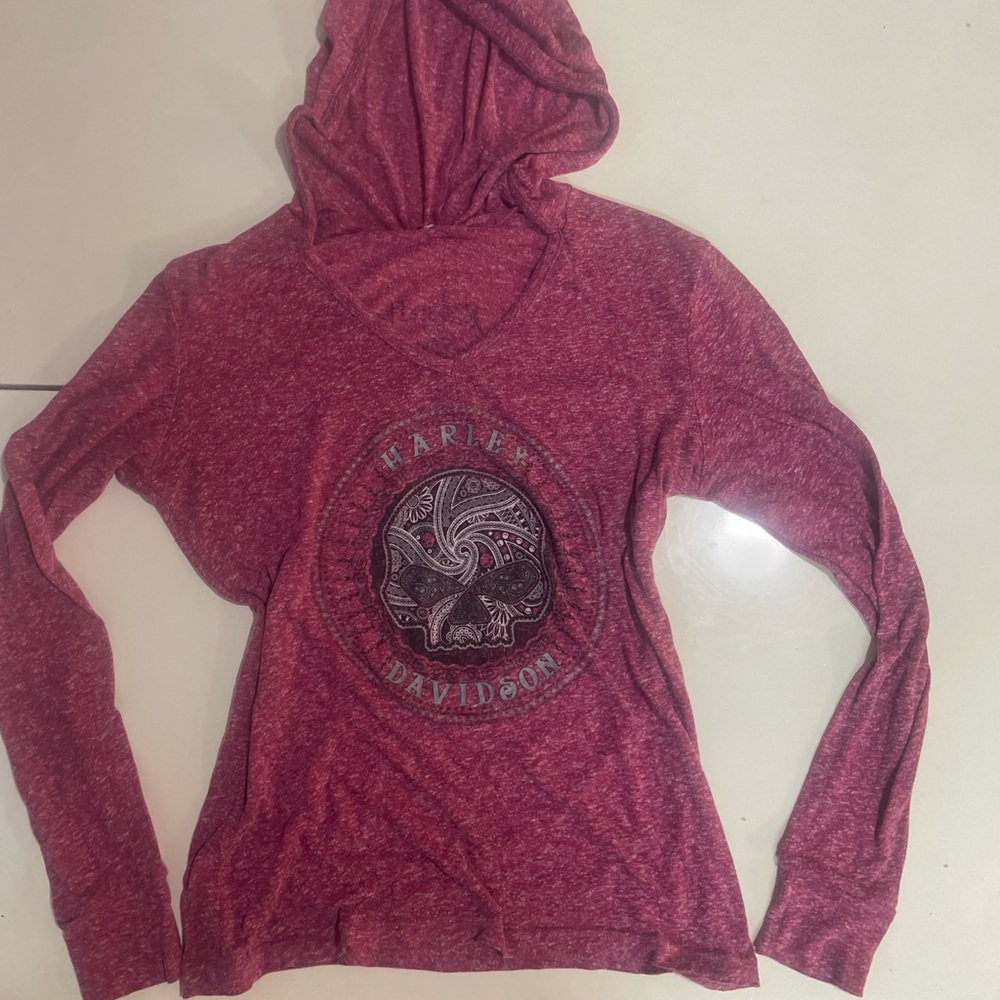 Harley-Davidson Women's Burgundy long sleeve with hood